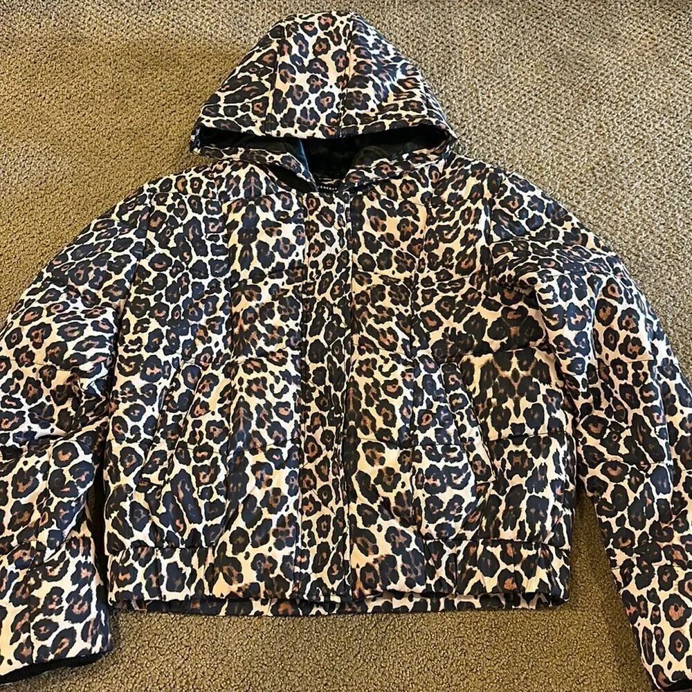 GENERATION LOVE WOMENS HOODED LEOPARD PRINT PUFFER LIGHT JACKET SIZE XS